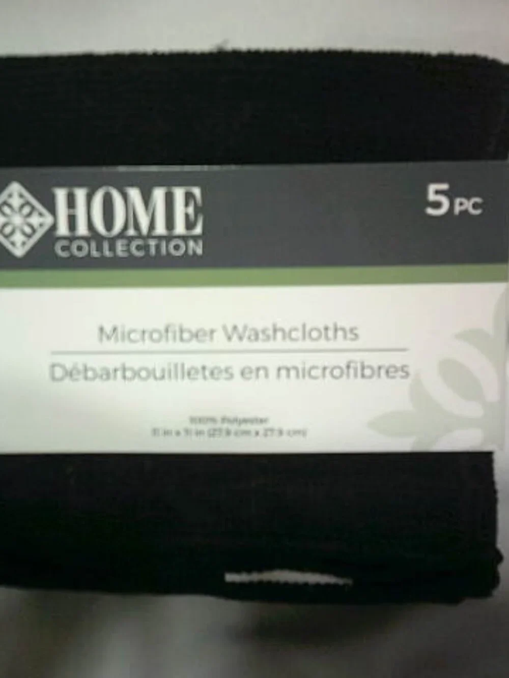 NEW LOT 5 PIECES HOME COLLECTION BLK MICROFIBER WASHCLOTHS UNISEX GREENBRIER 🔥